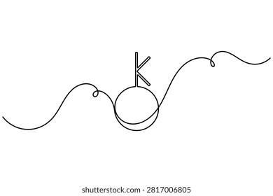 Chiron symbol continuous one line drawing minimalist single art asteroid wounded healer and centaur minor planet astrology on white background outline vector illustration