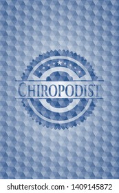 Chiropodist blue emblem with geometric pattern. Vector Illustration. Detailed.