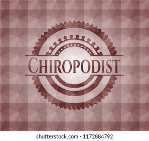Chiropodist red seamless emblem with geometric pattern.