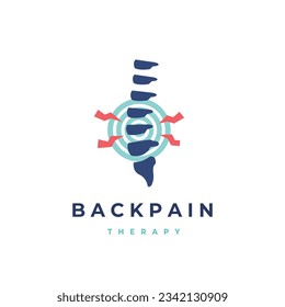 Chiropractic Back pain vector logo design. Chiropractic illustration. Spine icon with Physio therapy suitable for clinic