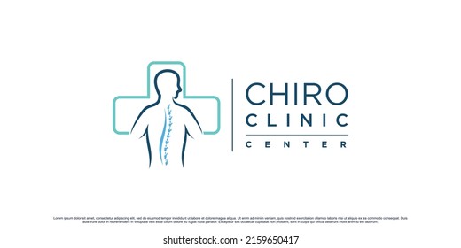 Chiropractic clinic logo design for massage teraphy with creative element Premium Vector