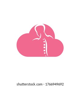 Chiropractic Cloud Logo Design Vector illustration. Human backbone Pain Logo. Spine care logo.
