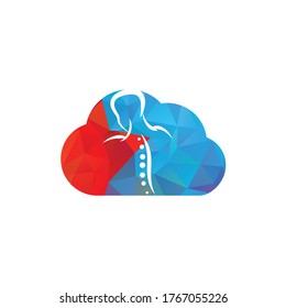 Chiropractic Cloud Logo Design Vector illustration. Human backbone Pain Logo. Spine care logo.