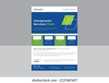 Chiropractic flyer template, Chiropractic and Rehabilitation service poster, Chiropractic services clinic flyer design. 