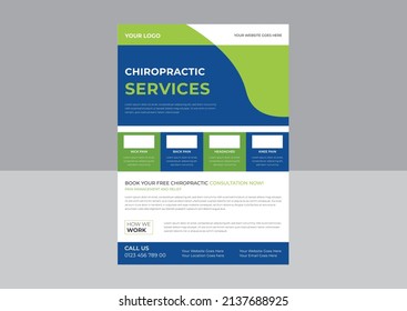 Chiropractic flyer template, Chiropractic and Rehabilitation service poster, Chiropractic services clinic flyer design. 