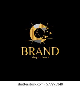 Chiropractic golden vector logo design template. Vertebra sign