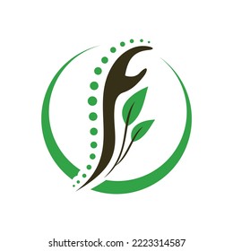 chiropractic hand leaf logo icon