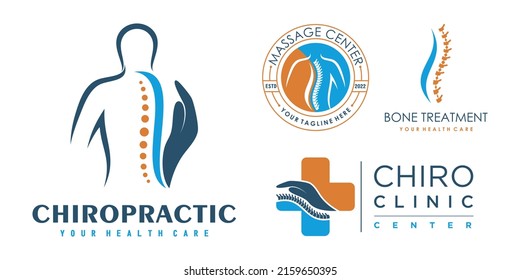 Chiropractic icon set logo design collection for massage teraphy with unique concept Premium Vector