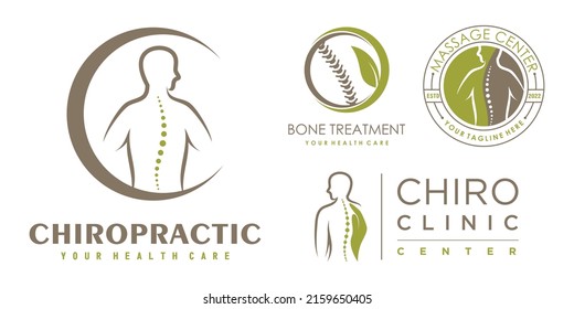 Colección de diseño de logotipo de conjunto de iconos quiroprácticos para tratamiento de masaje con concepto único Vector Premium