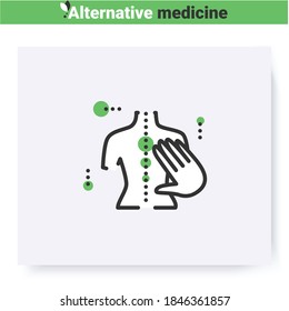 Chiropractic line icon. Osteopathic medicine. Manual therapy. Massage. Health care and wellness. Complementary and alternative medicine types. Isolated vector illustration. Editable stroke 