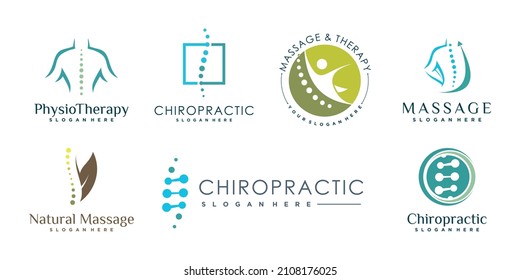 Chiropractic logo with creative element concept Premium Vector