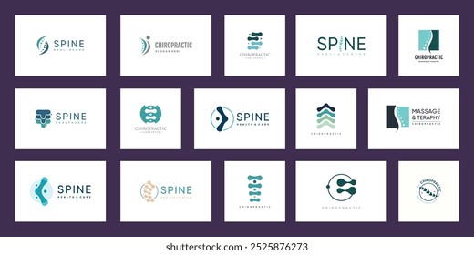 Chiropractic logo design collection with modern simple and creative