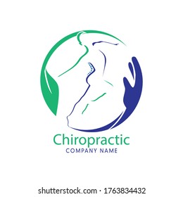 Chiropractic Logo Design With Hand And Leaf