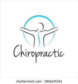 Chiropractic Logo Design Health Medical Vector, Clinic Pain Relief Spine Care Template Inspirations