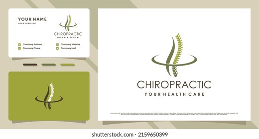 Chiropractic Logo Design For Massage Teraphy With Business Card Template Premium Vector