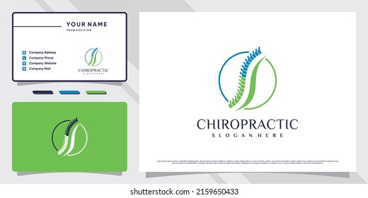 Chiropractic logo design for massage teraphy with business card template Premium Vector