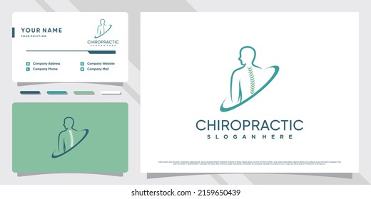 Chiropractic logo design for massage teraphy with business card template Premium Vector