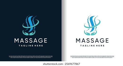 Chiropractic logo design for massage therapy with creative element Premium Vector