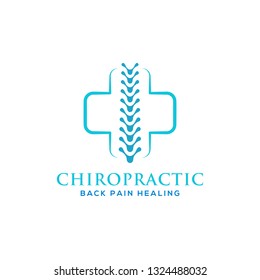 Chiropractic logo design. Spine logo template. Spinal icon. Backbone icon related to Physio therapy