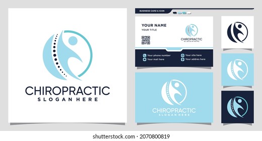 Chiropractic logo design template with business card design Premium Vector