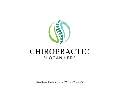 Chiropractic Logo Design Template. Human Spine Symbol for Back Pain Medical Care Logo.