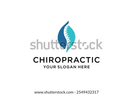 Chiropractic Logo Design Template. Human Spine Icon for Back Pain Medical Care Logo.