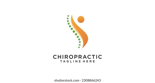 Diseño de logotipo quiropráctico concepto único Vector Premium