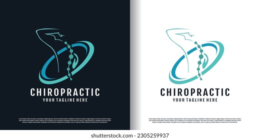 chiropractic logo design vector with creative  unique concept premium vector