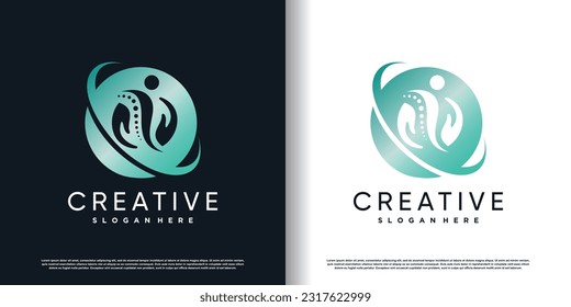 chiropractic logo design vector with creative  concept premium vector