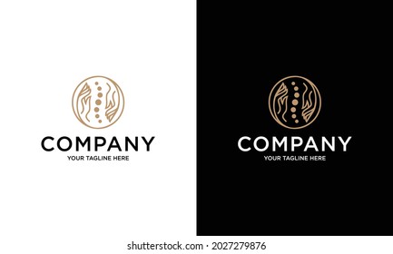 Chiropractic Logo Design Vector Illustration. Caring Human Backbone Pain Logo. Spine Care Logo.