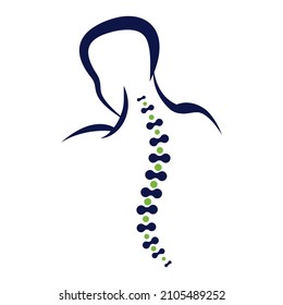 Chiropractic Logo Design Vector Illustration. Human Backbone Pain Logo. Spine Care Logo.
