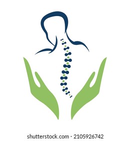 Chiropractic Logo Design Vektorgrafik. Das Pflegelogo für Rückenwirbel.