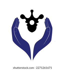 Chiropractic Logo Design Vector illustration. Caring Human backbone Pain Logo. Spine care logo.
