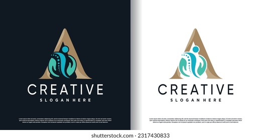 chiropractic logo design vector with initial A  concept premium vector