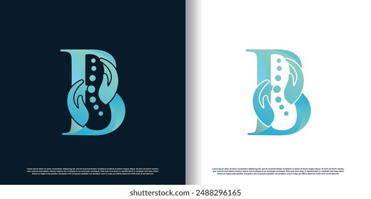 chiropractic logo design vector with letter b concept premium vector