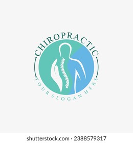 Chiropractic logo design vector spinal backbone icon logo with creative element concept