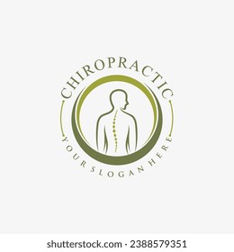 Chiropractic logo design vector spinal backbone icon logo with creative element concept