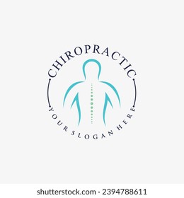 Chiropractic logo design vector spinal backbone icon logo with creative element concept