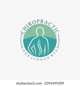 Chiropractic logo design vector spinal backbone icon logo with creative element concept