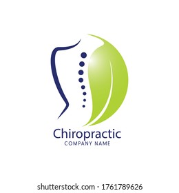 Chiropractic logo with green leaf