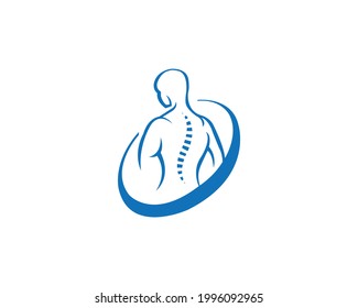 Ilustración del vector de cuidado de columna vertebral del logotipo quiropráctico