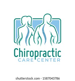 Chiropractic logo vector, spine health care medical symbol or icon, physiotherapy logo.