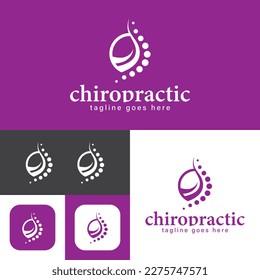 Chiropractic logo.Spine symbol.Massage, back pain and osteopathy icon.Creative Symbol.Vector illustration.