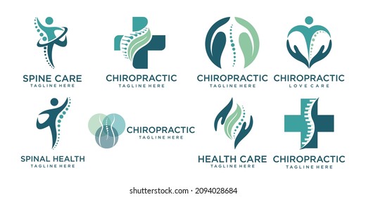 Chiropractic, massage, back pain and osteopathy icon set .logo design template