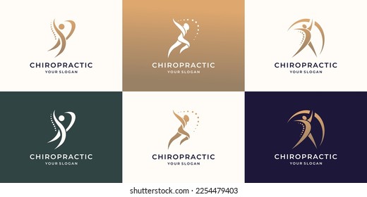 Chiropractic, massage, back pain and osteopathy icons set logo collection.