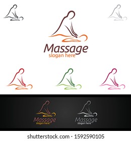 Chiropractic, massage Logo, back pain and osteopathy Logo Design