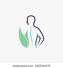 Chiropractic natural massage back pain and spinal icon logo design with creative concept