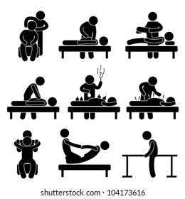 Chiropractic Physiotherapy Acupuncture Massage Rehabilitation Health Medical Treatment Icon Sign Symbol Pictogram