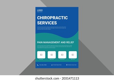 chiropractic services clinic flyer design. health care clinic service poster leaflet design. a4 template, brochure design, cover, flyer, poster, print-ready
