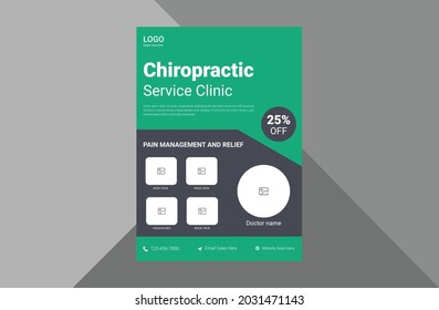 chiropractic services clinic flyer design. health care clinic service poster leaflet design. a4 template, brochure design, cover, flyer, poster, print-ready
